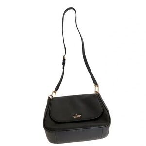 kate spade Black Leather Crossbody with Gold Hardware